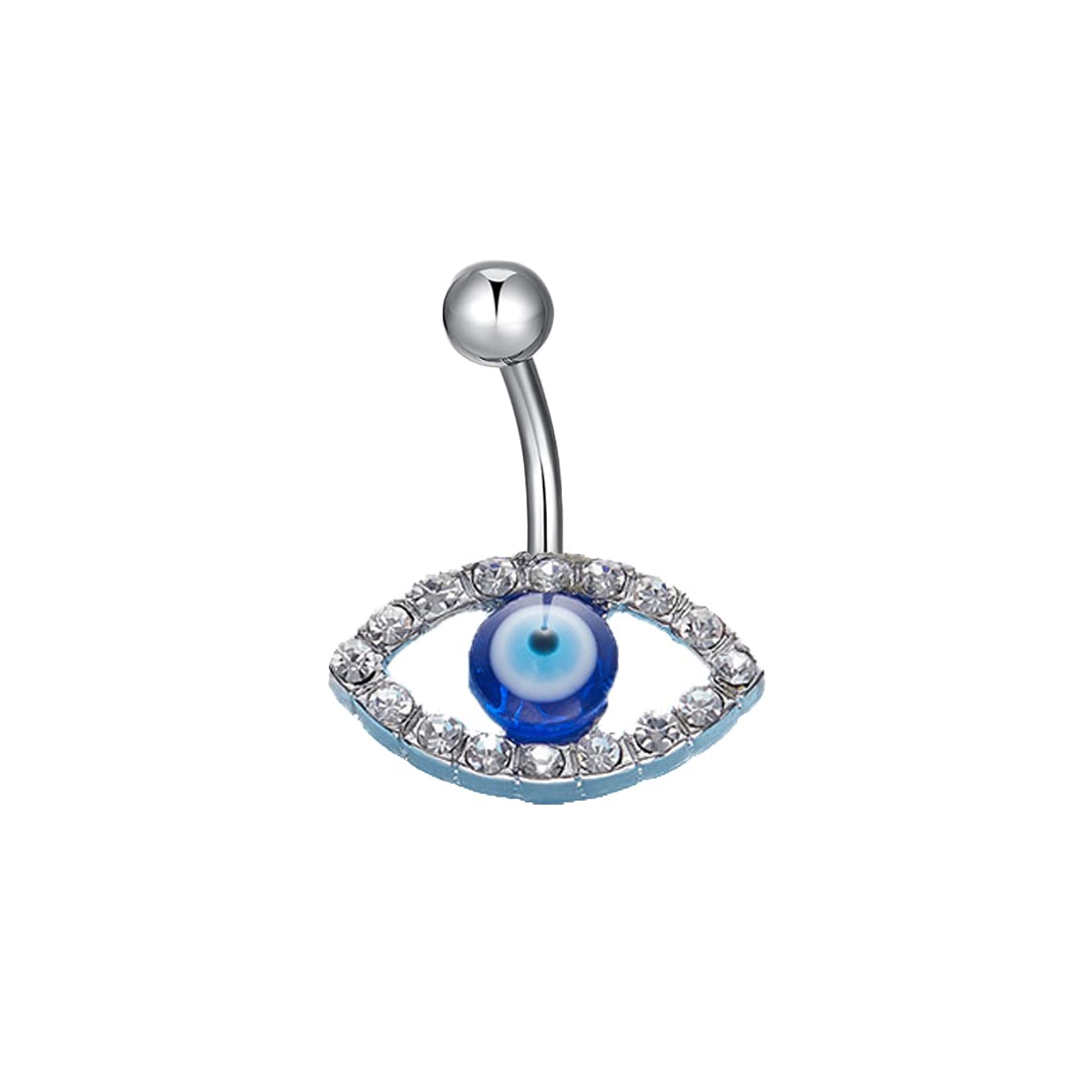 COLORFUL BLING 316L Surgical Steel Cubic Zircon Evil Eye Goth Belly Button Ring Angel Wings Curved Barbells Navel Eyebrow Rings Labret Lip Sexy Piercing Jewelry-simple