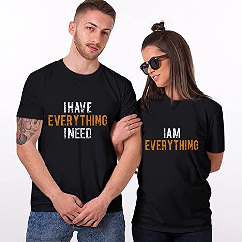 Couple Tshirts for Husband and Wife Funny Letter Print Short Sleeve T-Shirt Soft Graphic O-Neck Tee Shirts Gift for Valentines Day,Couple Outfits Matching Sets,Matching Outfits for Couples Black