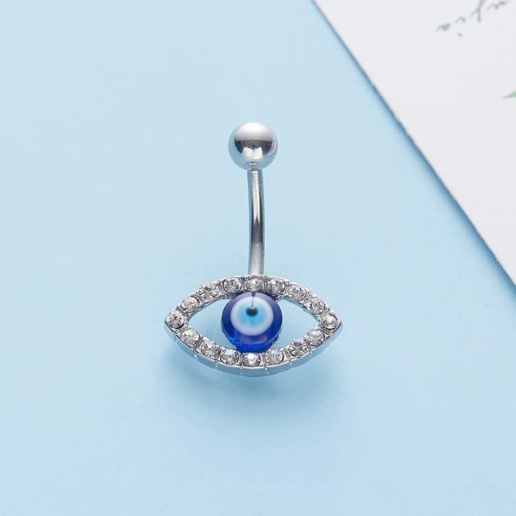 COLORFUL BLING 316L Surgical Steel Cubic Zircon Evil Eye Goth Belly Button Ring Angel Wings Curved Barbells Navel Eyebrow Rings Labret Lip Sexy Piercing Jewelry-simple