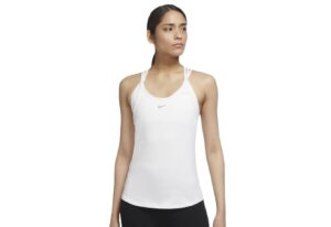 nike women's dri-fit one luxe slim fit strappy tank top (white) size xl