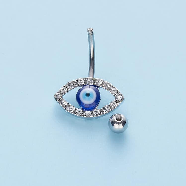 COLORFUL BLING 316L Surgical Steel Cubic Zircon Evil Eye Goth Belly Button Ring Angel Wings Curved Barbells Navel Eyebrow Rings Labret Lip Sexy Piercing Jewelry-simple