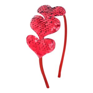 heart headband heart glitter hair band love sequin hair accessories girl women valentine's party birthday wedding (3 red)