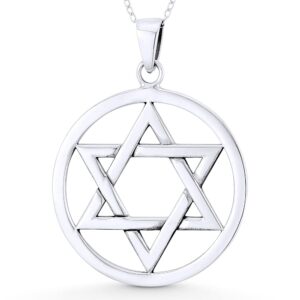 alfred & vincent star of david/jewish magen charm & circle 46x34mm (1.8x1.33in) pendant in .925 sterling silver - no chain included