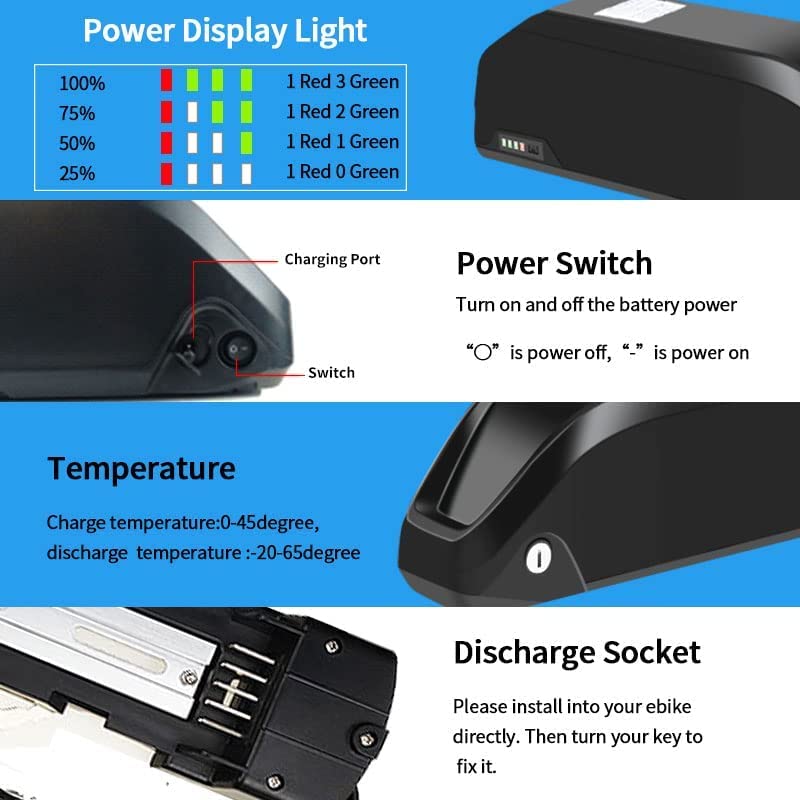 HJGHY E-Bike Battery 36V 8AH 10AH 13AH 15AH Lithium Battery Li-ion Battery Replacement Down Tube Battery for 540W 350W 100W Electric Bicycle Motor,36v,15Ah