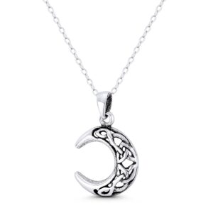 alfred & vincent crescent moon & trinity-knot/triquetra celtic charm 24x15mm (0.9x0.6in) pendant in oxidized .925 sterling silver - no chain included