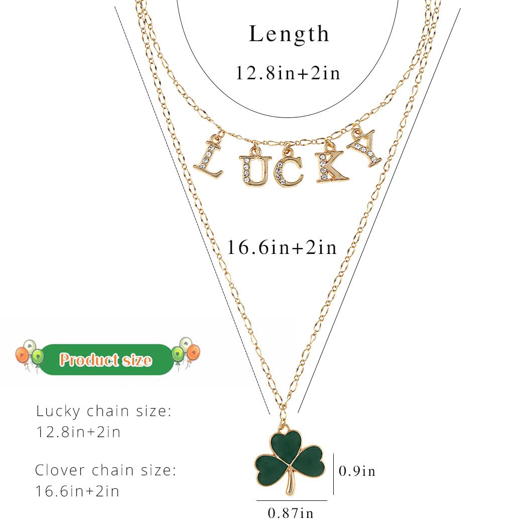 Sixexey St.Patrick's Day Necklace Shamrock Clover Necklaces Gold Neck Chain LUCKY Letter Saint Patrick's Day Parade Necklace Jewelry for Women