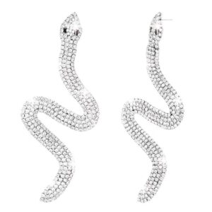 oversized silver snake earrings for women rhinestone vintage eygption alt gothic punk statement earrings dangling