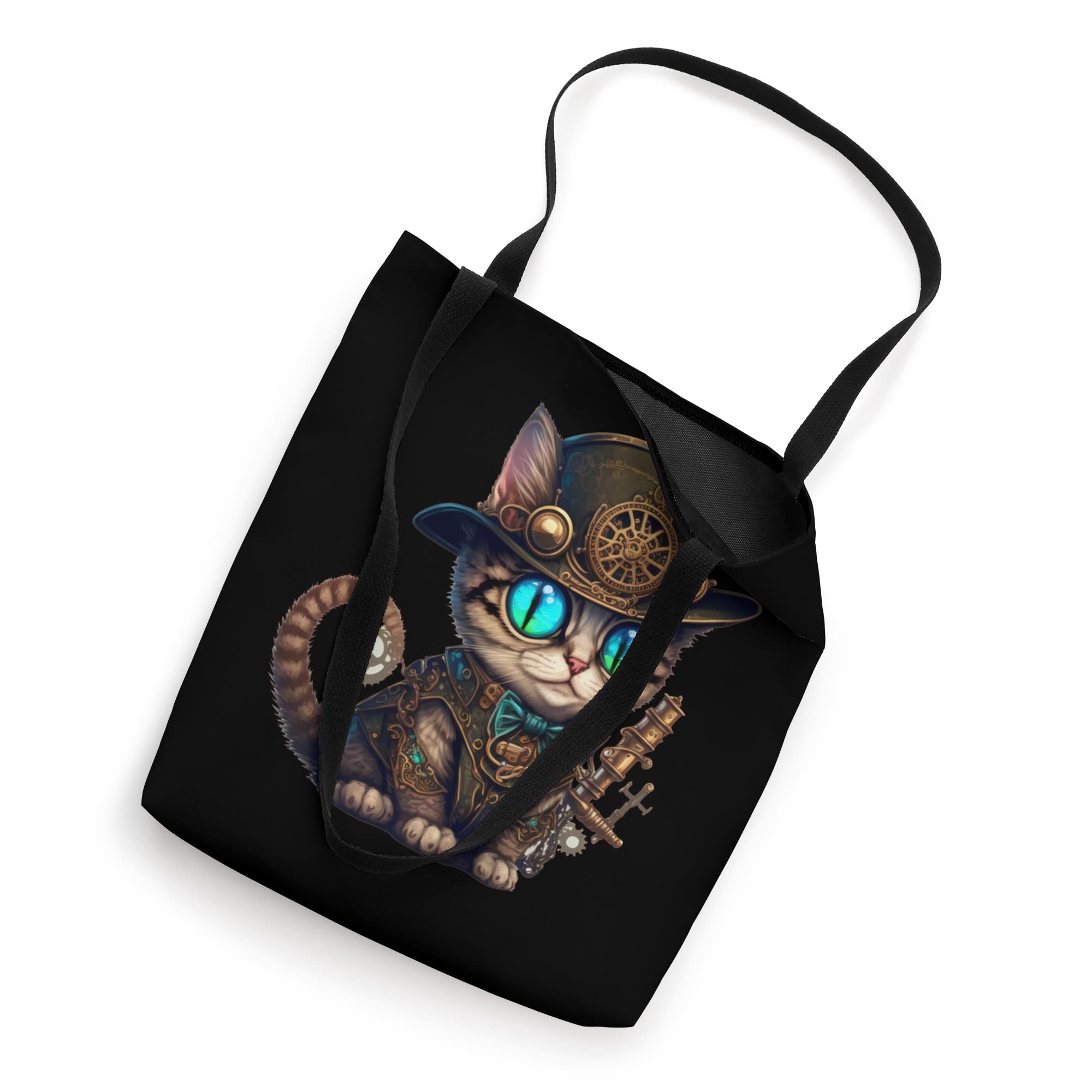 Cute Cat Lovely Steampunk Kitten Lovers Fantasy Artwork Tote Bag