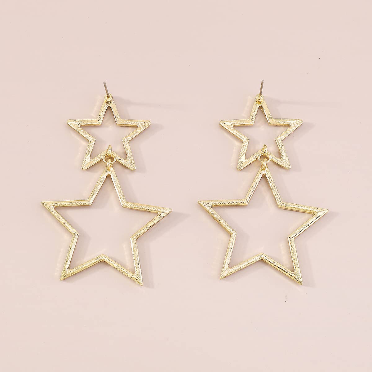 Jumwrit Rhinestone Star Earrings Long Star Drop Dangle Earrings Geometric Five-Pointed Star Stud Earrings Punk Boho Shiny Earrings Fashion Earrings Jewelry for Women Girls(Gold)