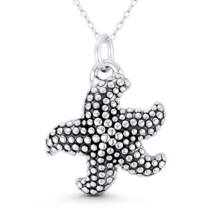 alfred & vincent starfish ocean sealife charm 32x25mm (1.3x1in) pendant in oxidized .925 sterling silver - no chain included