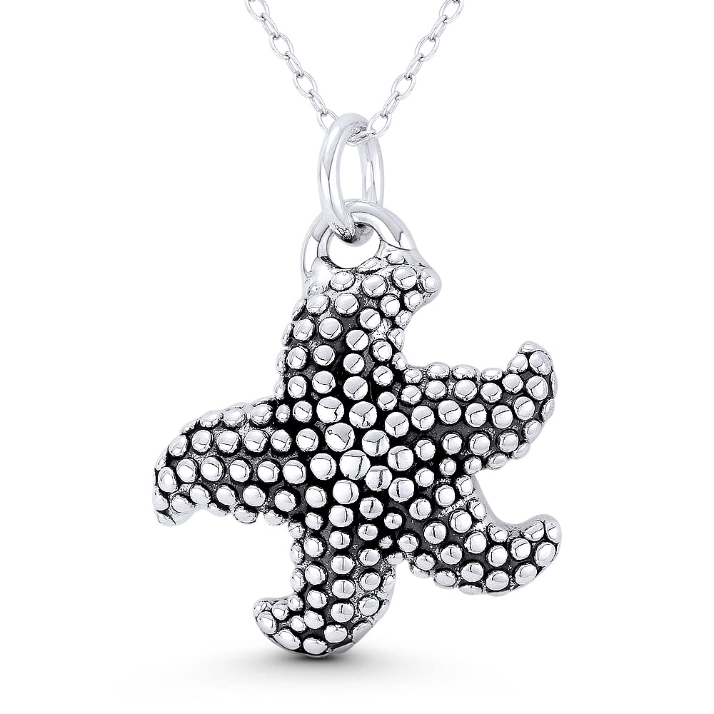 Alfred & Vincent Starfish Ocean Sealife Charm 32x25mm (1.3x1in) Pendant in Oxidized .925 Sterling Silver - No Chain Included