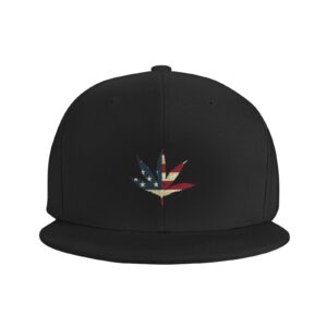 Snapback Hat 420-Weed-American-Flag Trucker Hat Hip Hop Classic Plaid Flat Baseball Cap Black