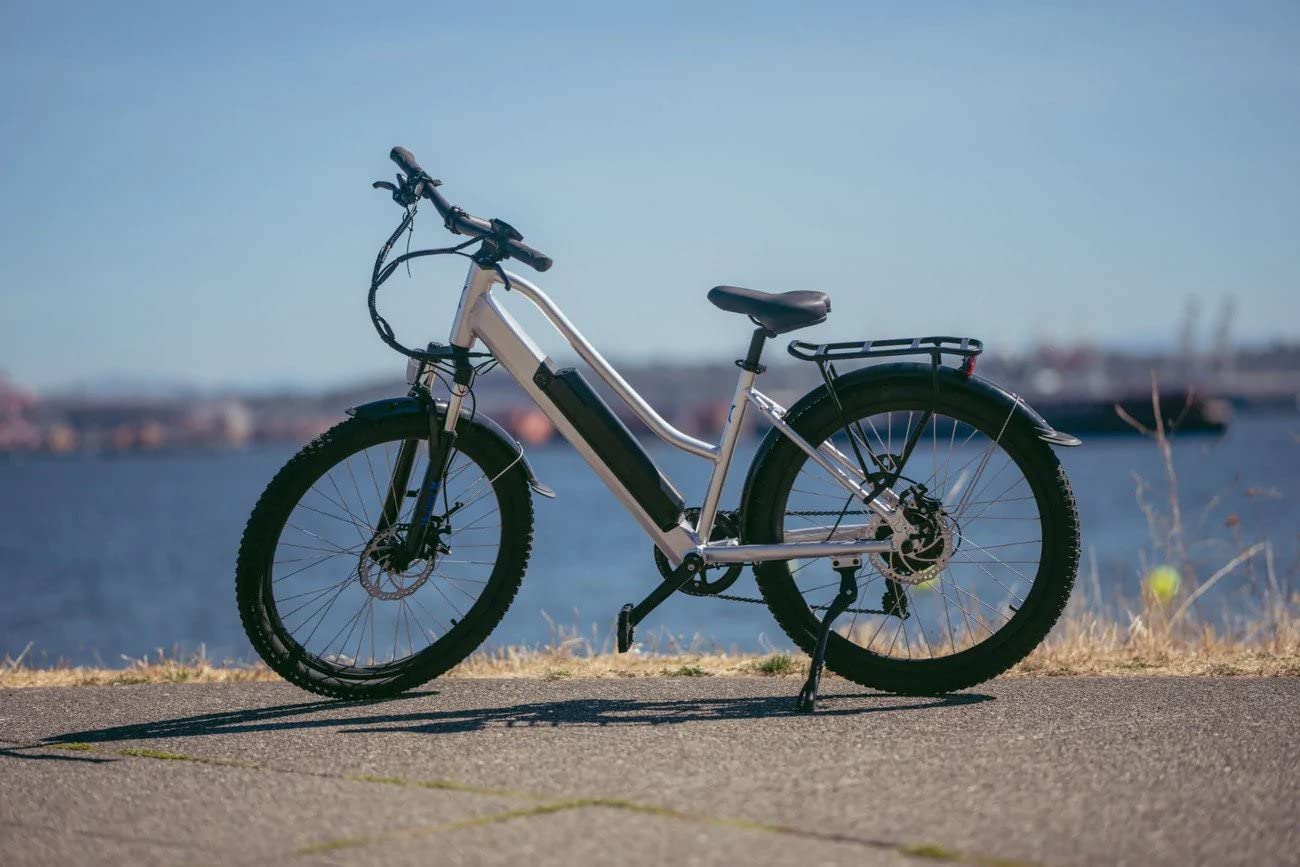 Hurley J-Bay E Electric E-Bike, 7 Speed, Disc Brakes (Silver, M / 16" Fits 5'2″-5'10″)