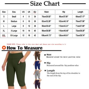 Active Yoga Pants for Women Knee Length Leggings High Waisted Yoga Workout Exercise Capris for Casual Summer with Pockets Gray