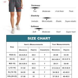 MASKERT Women's Hiking Cargo Shorts Quick Dry Athletic Golf Shorts 7 Inches Lightweight Running Summer Shorts with Zipper Pockets, Black XL