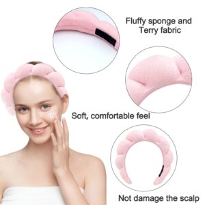 OSOLVE Spa Headband for Women, Sponge and Terry Towel Cloth Fabric Head Band for Face Washing, Makeup Removal, Shower, Skincare (1pcs-Blue)