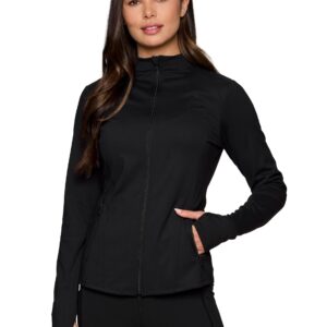 RBX Women's Running Jacket Lightweight Yoga Jacket With Zipper Pockets Seamed Black M