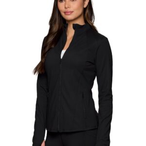 RBX Women's Running Jacket Lightweight Yoga Jacket With Zipper Pockets Seamed Black M