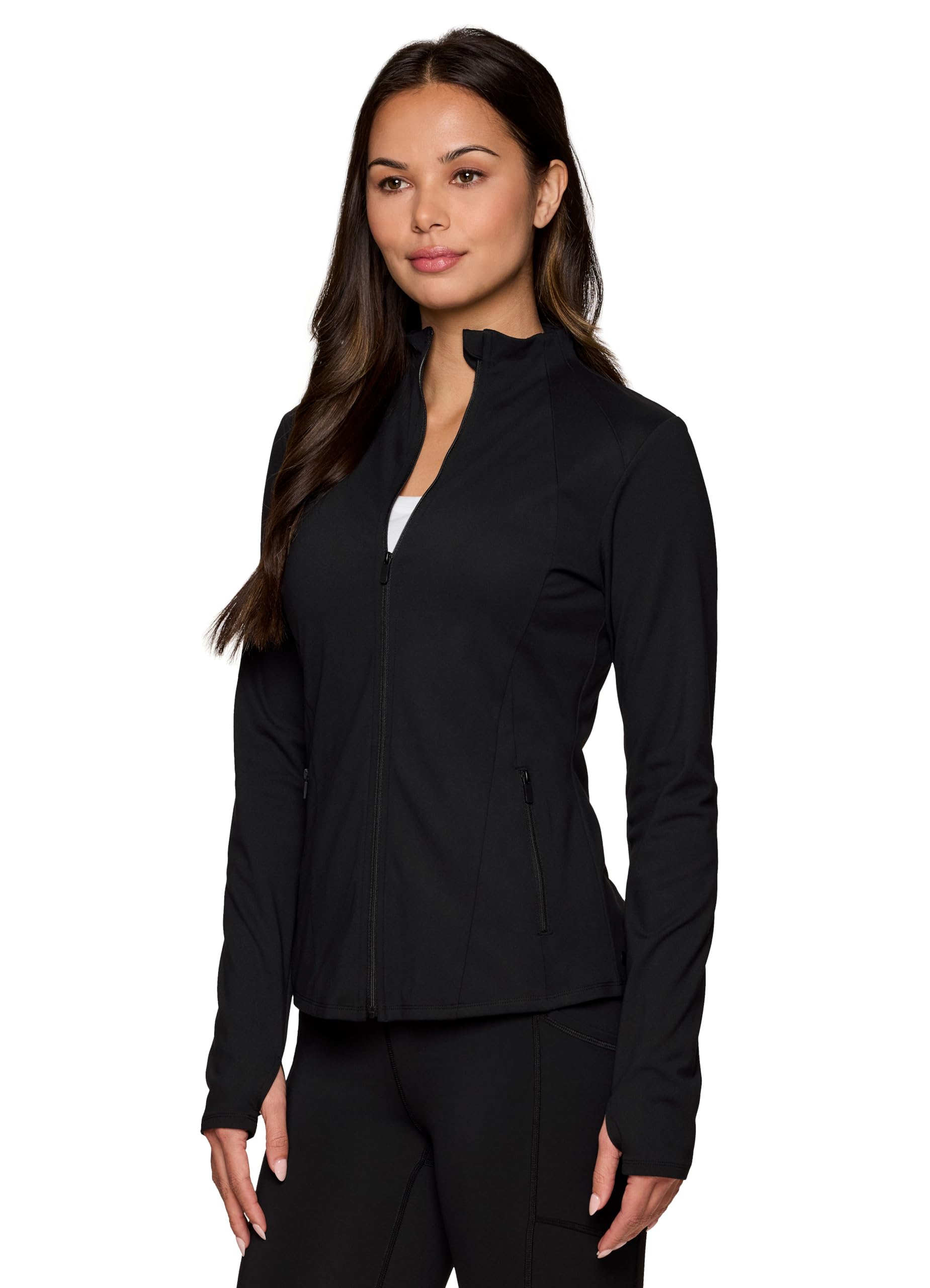 RBX Women's Running Jacket Lightweight Yoga Jacket With Zipper Pockets Seamed Black M