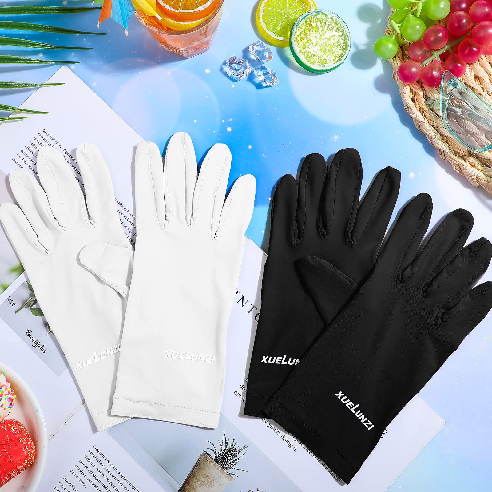 Loopeer 2 Packs Women UV Sun Protection Gloves Full Finger Touchscreen Non Slip Gloves Breathable Summer Outdoor Gloves(Black, Ivory,Buckle)