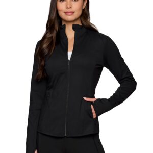 RBX Women's Running Jacket Lightweight Yoga Jacket With Zipper Pockets Seamed Black M