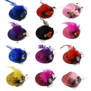 VIOCIWUO 12Pcs Mini Tea Party Hat Mini Hat Hair Clip Cute Top Hats Decoration for Women Little Girls Fascinator Accessory