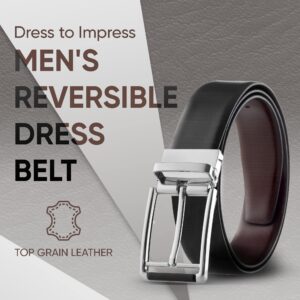 Prospero Comfort - Reversible Belts for Men, Italian Top-Grain Leather Belt for Men, 2-Toned Men’s Belts, Men’s Belt for Casual Wear, 35mm Dress Belt, Screen Print Black Belt Men’s Size 38