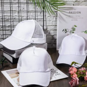 Didaey 50 Pcs Blank Trucker Hats Bulk Unisex Sublimation Hat Baseball Cap Trucker Cap with Adjustable Snapback for Men Women (White)