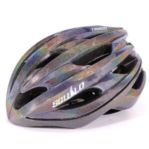 squalo tango adult bike helmet, road bike cycling helmet for men women with rear-side led light and led pic (reflective iridescent, medium (21.26-22.83 inches))