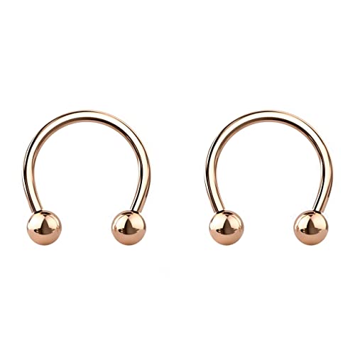 Satix Internally Threaded Circular Barbells Horseshoe 3mm Balls 16g 11mm Solid Titanium Pierced Body Jewelry Rose Gold