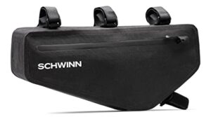 schwinn explore bike bag, 1.2 liter cycling frame pouch, tool free attachment, waterproof, bicycle storage accessories