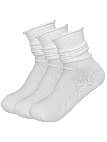 Doitall Women Roll Cuff Socks Womens Loose Casual Cotton Ruffle Slouch Crew Socks Cute White Socks Size 5-7