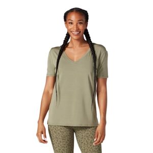 tavi noir women’s v-neck tee – short sleeve shirt for women, casual basic top, classic t-shirt for women, relaxed, light olive, xsmall