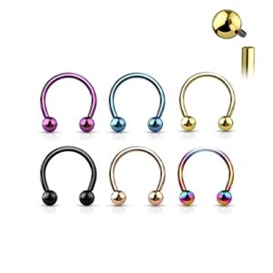 Satix Internally Threaded Circular Barbells Horseshoe 3mm Balls 16g 11mm Solid Titanium Pierced Body Jewelry Rose Gold