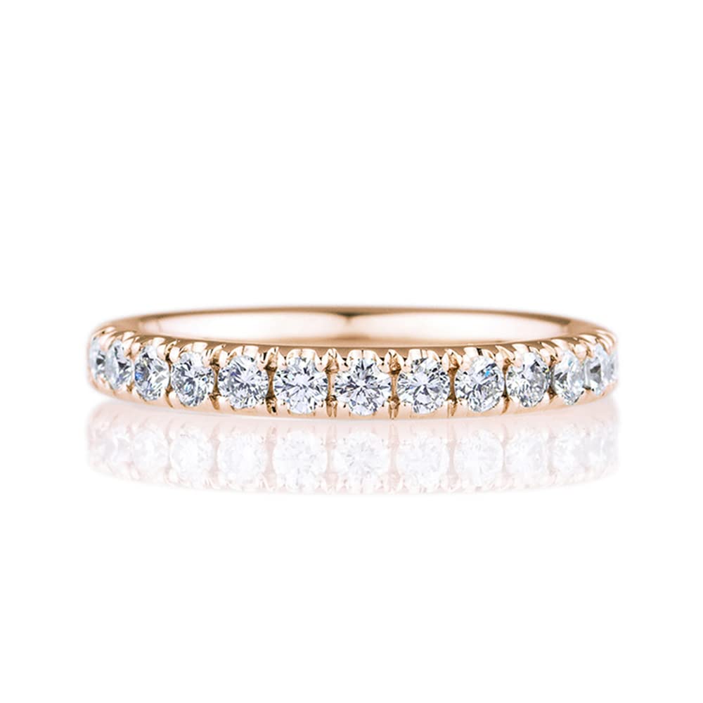 MRENITE Solid 10K/14K/18K Rose Gold 0.42 ct. t.w. Lab-grown Diamond Eternity Band for Women Round Diamonds Stackable Rings for Wedding Anniversary Engagement (D-F color, SI clarity)