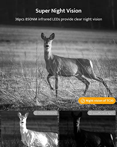 usogood Trail Camera 36MP 4K 30fps Game Camera with Night Vision Motion Activated IP66 Waterproof, 65ft 120° Wide Angle Detection Hunting Camera, for Outdoor Garden Backyard Wildlife Monitoring