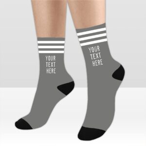 LoveHujiu Custom Stripe Sports Socks Personalized Socks With Text Funny Crew Sock Birthday Christmas Novelty Socks Gifts For Men Women