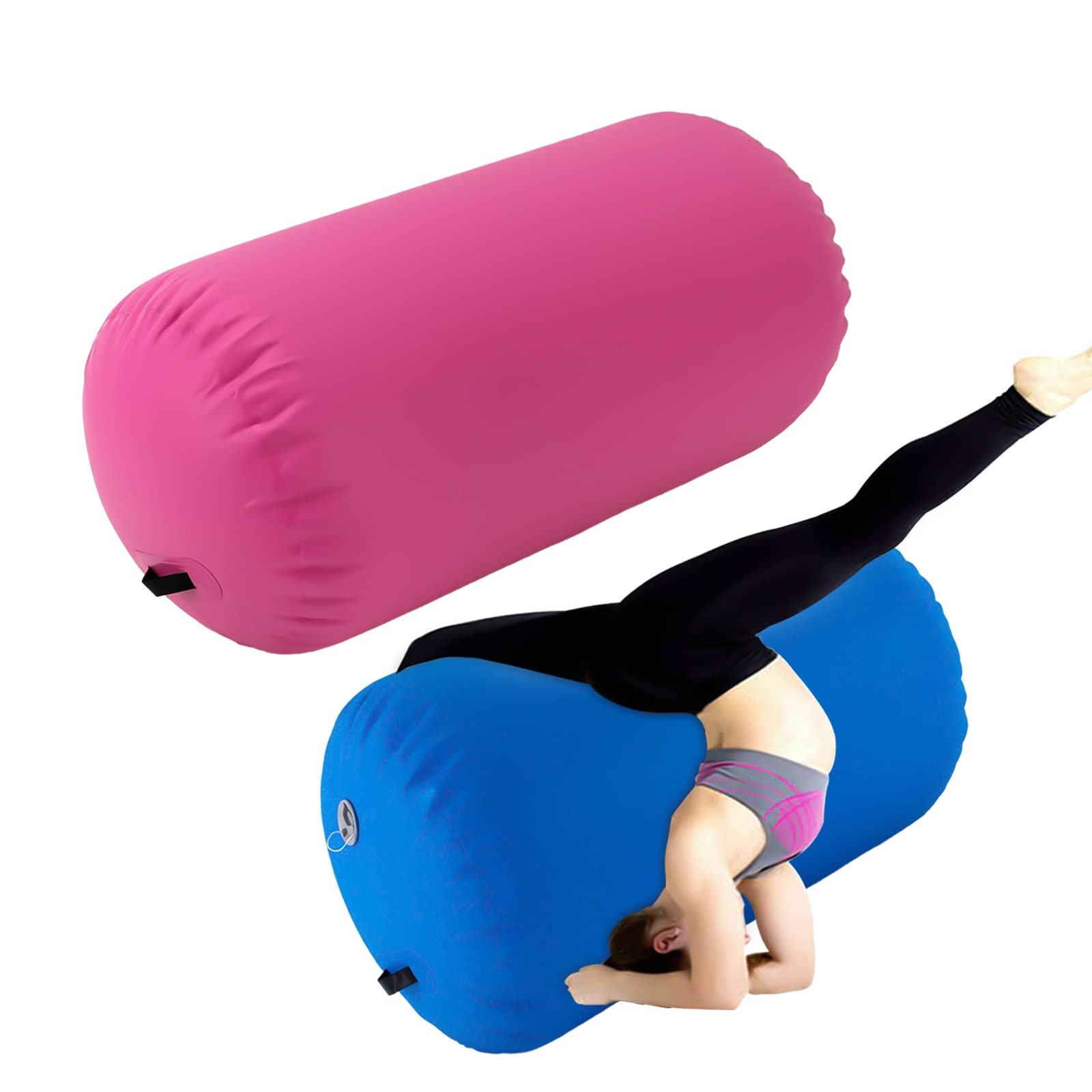 100x60 cm Air Roller/Blue/Pink Tumbling Gymnastics Mat Inflatable Gym Tumble Mats for Home Use/Yoga/Training/Cheerleading/Water Fun with Electric Pump