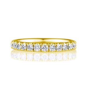 MRENITE Solid 10K/14K/18K Yellow Gold 0.42 ct. t.w. Lab-grown Diamond Eternity Band for Women Round Diamonds Stackable Rings for Wedding Anniversary Engagement (F-G color, SI clarity)