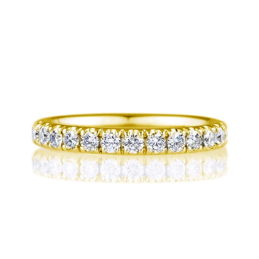 MRENITE Solid 10K/14K/18K Yellow Gold 0.42 ct. t.w. Lab-grown Diamond Eternity Band for Women Round Diamonds Stackable Rings for Wedding Anniversary Engagement (F-G color, SI clarity)