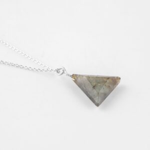 Natural Labradorite Triangle Pendant, Gemstone Statement Pendant, Silver Pendant, Birthstone, Layering, Gift for Her, Dainty Necklace, Friendship Day