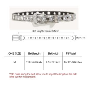 Rhinestone Belts for Women Western Cowgirl Bling Skinny Leather Belt for Jeans Pants Dresses (Fit for 27"-39")