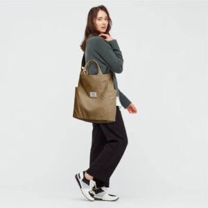 KALIDI Corduroy Tote Bag, Zipper Messenger Bag Shoulder Hobo Anti Splash Crossbody Bag Casual Work Shopping Women Khaki