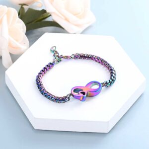 shajwo Infinity Heart Cremation Urn Bracelet for Ashes Jewelry for Women Girls Cremation Link Memorial Bracelet,Rainbow