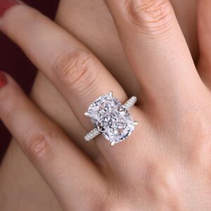 RODIFFY 7CT Elongated Cushion Cut Promise Ring,Simulated Diamond 925 Silver Engagement Ring(8)