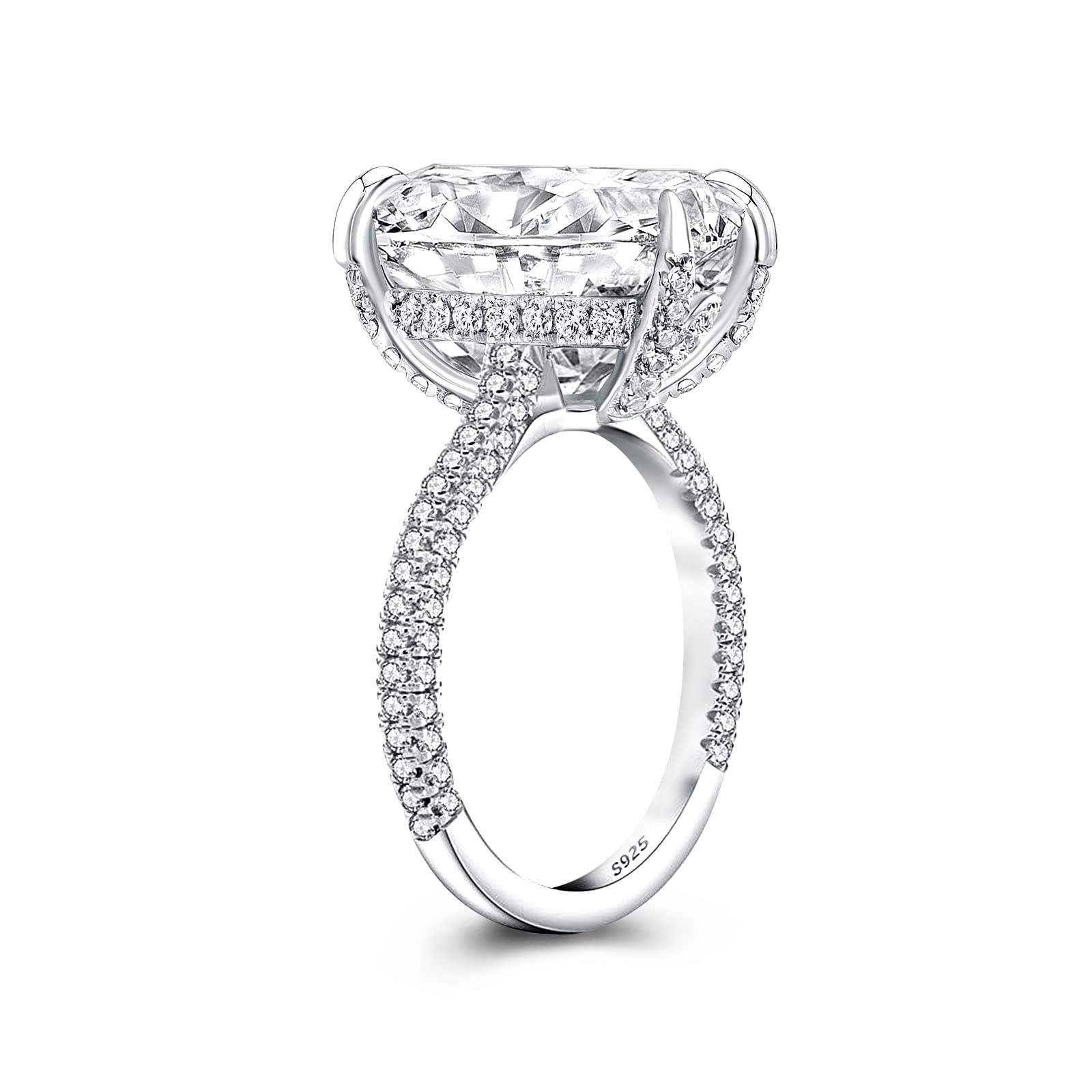 RODIFFY 7CT Elongated Cushion Cut Promise Ring,Simulated Diamond 925 Silver Engagement Ring(8)