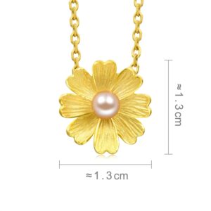 CHOW SANG SANG Cultural Blessings 999.9 24K Gold Bush Cinquefoil with Pearl Pendant for Women and Wedding Occasion 89694P [Not Include the Necklace]