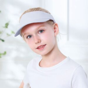 Durio Kids Sun Visor Hat Girls Hat Adjustable Kids Baseball Hat Sports Baseball Cap Athletic Kids Beach Hat Tennis Golf Sun Hats for Kids B White&Pink 6-12 Years