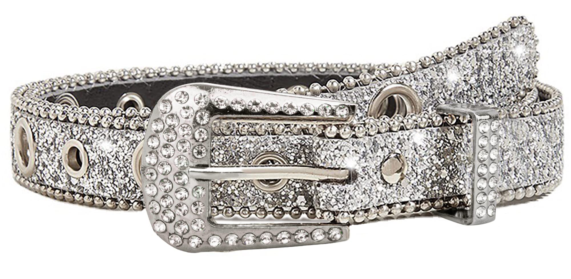 Rhinestone Belts for Women Western Cowgirl Bling Skinny Leather Belt for Jeans Pants Dresses (Fit for 27"-39")