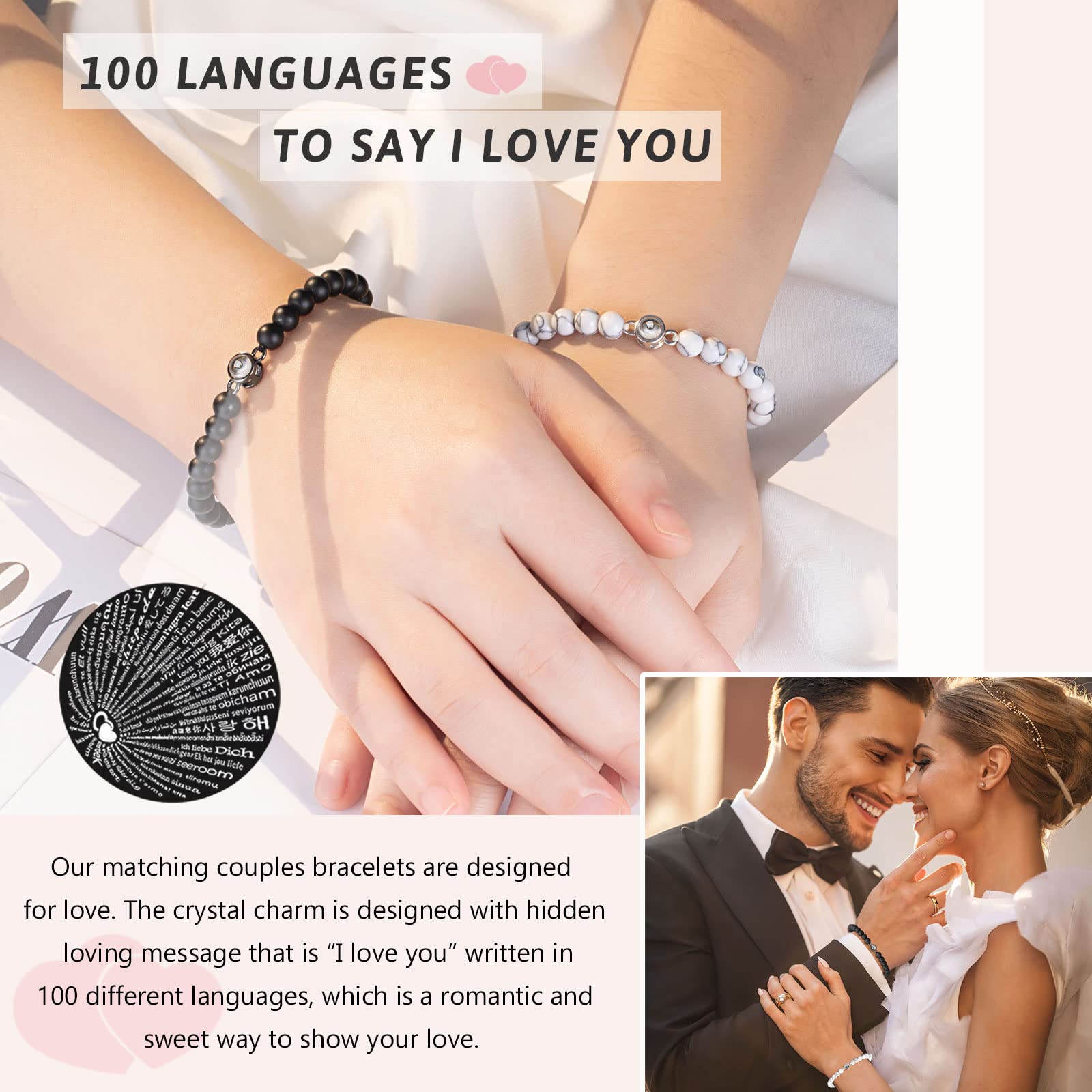 UNGENT THEM Anniversary Bracelets Gifts for Him Her Men Women Boyfriend Husband Wife Couple Wedding Happy Anniversary 1 Year Month Anniversary for Boyfriend Girlfriends